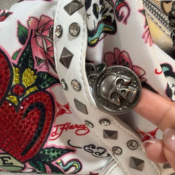 🔥 🥀 ED HARDY By Christian Audigier Tattoo Embellished Bag. RARE- Hard To Find. - Picture 4 of 12
